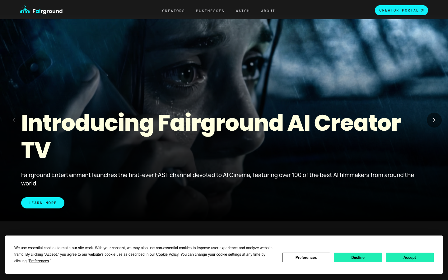 Fairground 官方网站与创作者频道页面