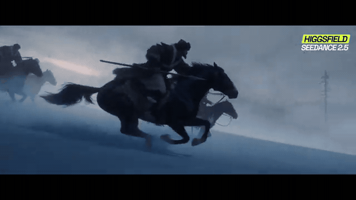 KÖK BÖRÜ 雪原骑马追逐片段