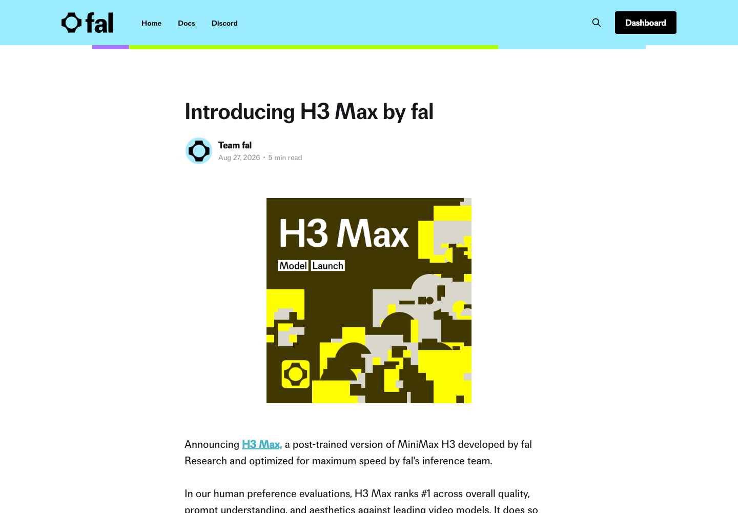 fal H3 Max 官方发布页面