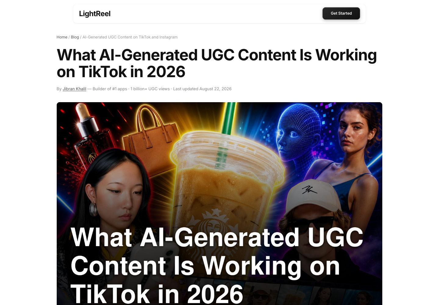 Lightreel 八月 AI UGC 样本报告页面